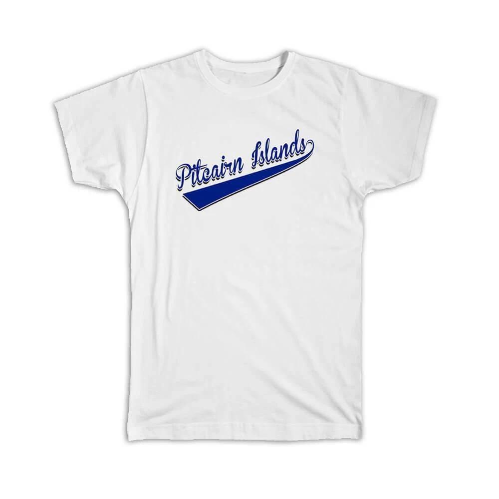 Gift T-Shirt : Pitcairn Islands Flag College Script Country Islander L