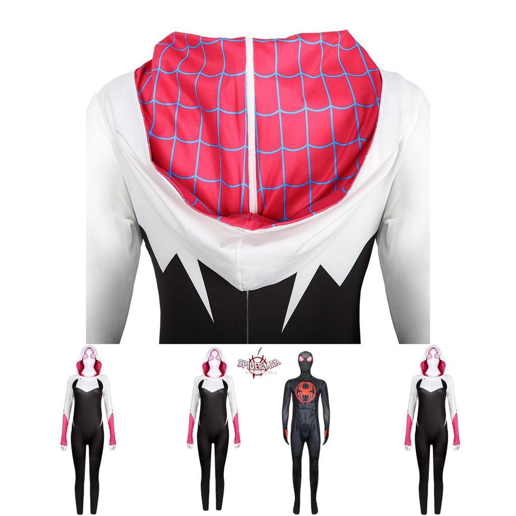 2023 Spider-man Miles Gwen Cosplay Costume Women's Spider-man Jumpsuit Milk Silk Fabric