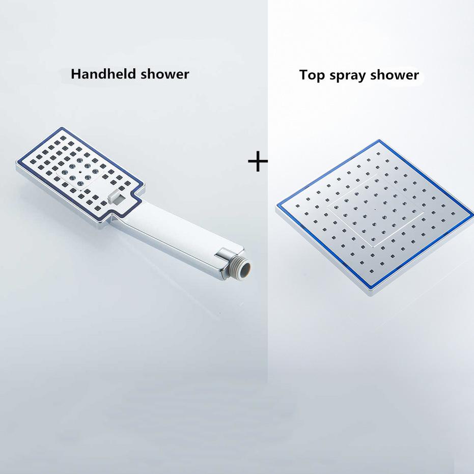Shower Heads ABS Plastic Wall Mounted Rainfall Top Shower Head Handheld Ultra-thin Square Rain Shower Faucet Without Arm FS236