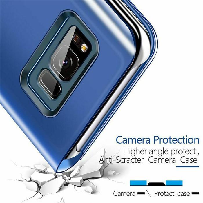 For Samsung Galaxy S8 S9 S10 E Lite S20 S21 S22 Plus S20fe S21fe Smart View Mirror Flip Lærveske For Note 5 8 9 10 20 Ultra
