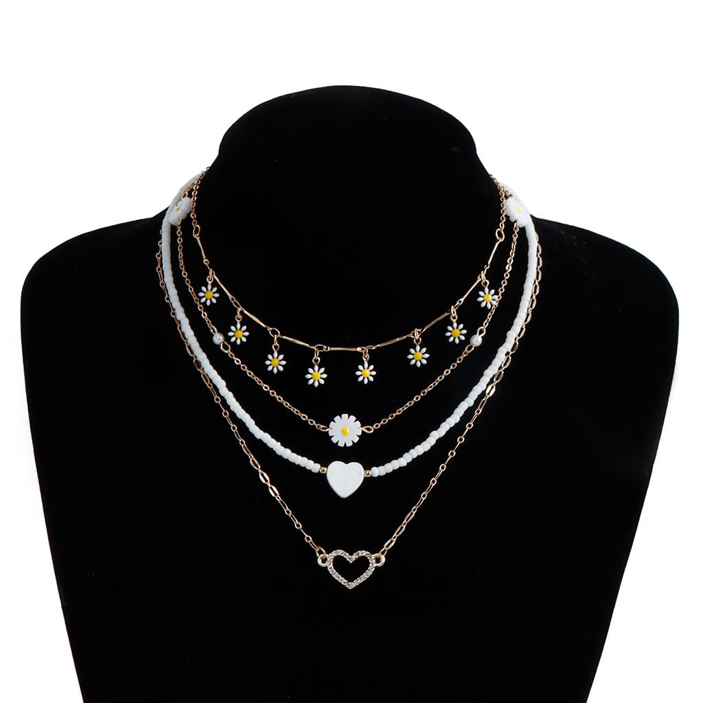 Temperament small fragrant style multi-layer love necklace, trendy and sexy laminated collarbone chain