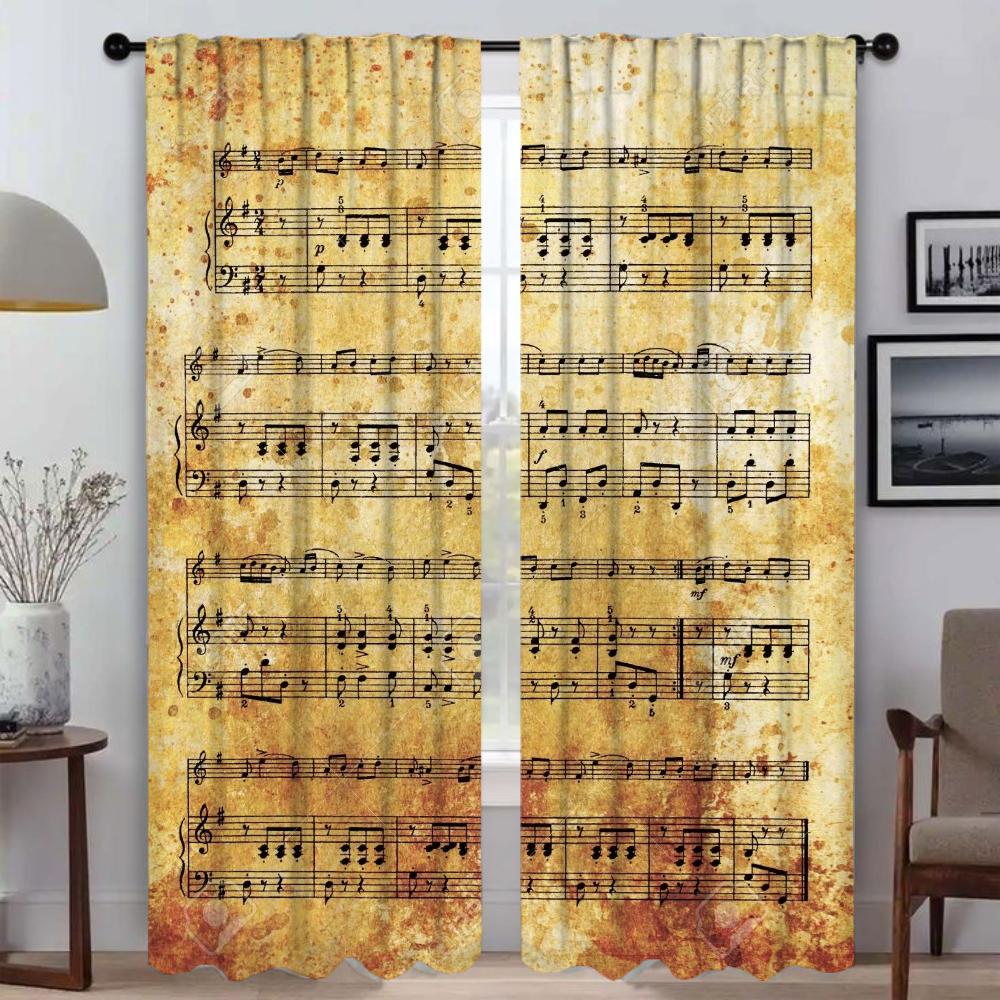 

Шторы для гостиной Шторы для комнаты 2 панели Винтажные музыкальные ноты Домашний интерьер Шторы Раздел Хэллоуин Украшение Ребенок W50xH70cmx2pcs-CL
