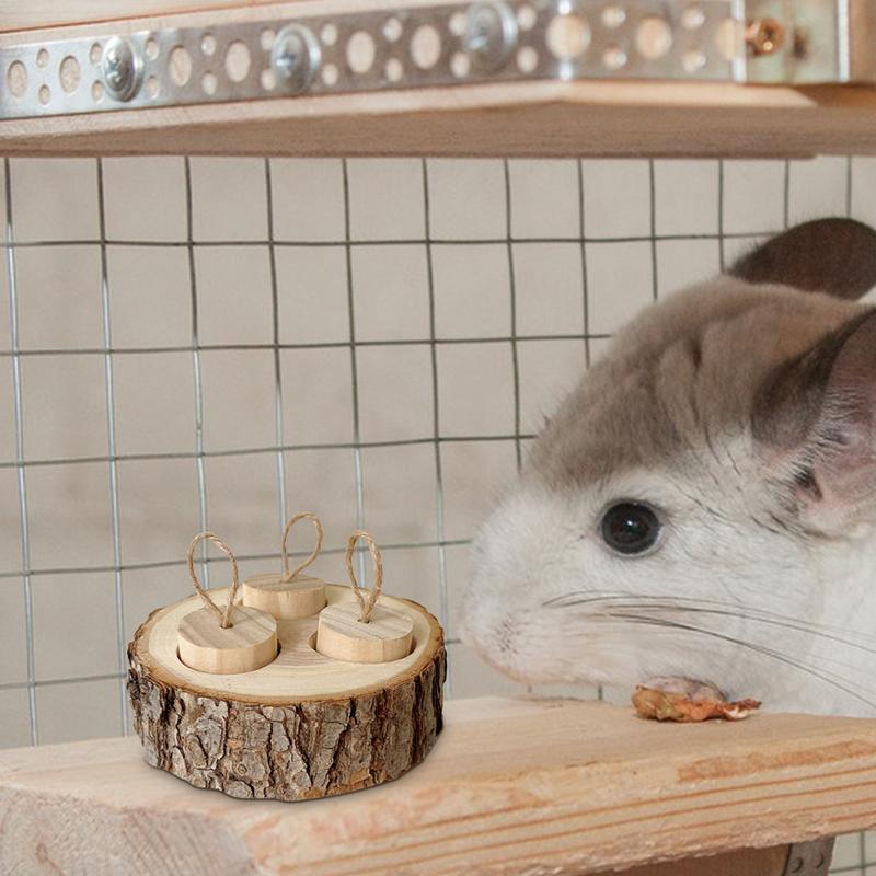 Pet Interactive Snuffle Logic Game Wooden Rabbit Hamster Plaything Foraging Toy Wooden Interactive Enrichment Treat Dispenser