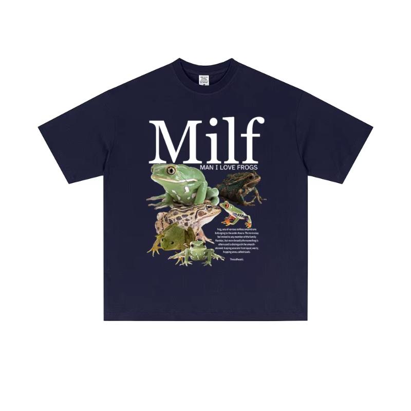 MILF Unisex I Love Frogs Funny Frog Amphibian Lovers Meme T Shirt Unisex Women Casual Cotton Vintage Short Sleeve Oversized Tshirts