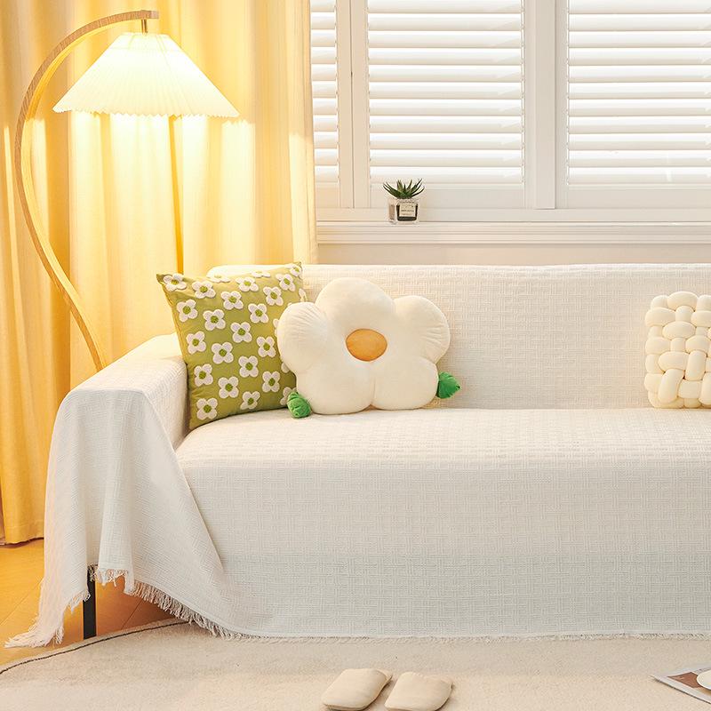 Nordic Style Dustproof Sofa Blanket - Single to Three-Seater, Four Seasons, Full Cover Cushion Towel