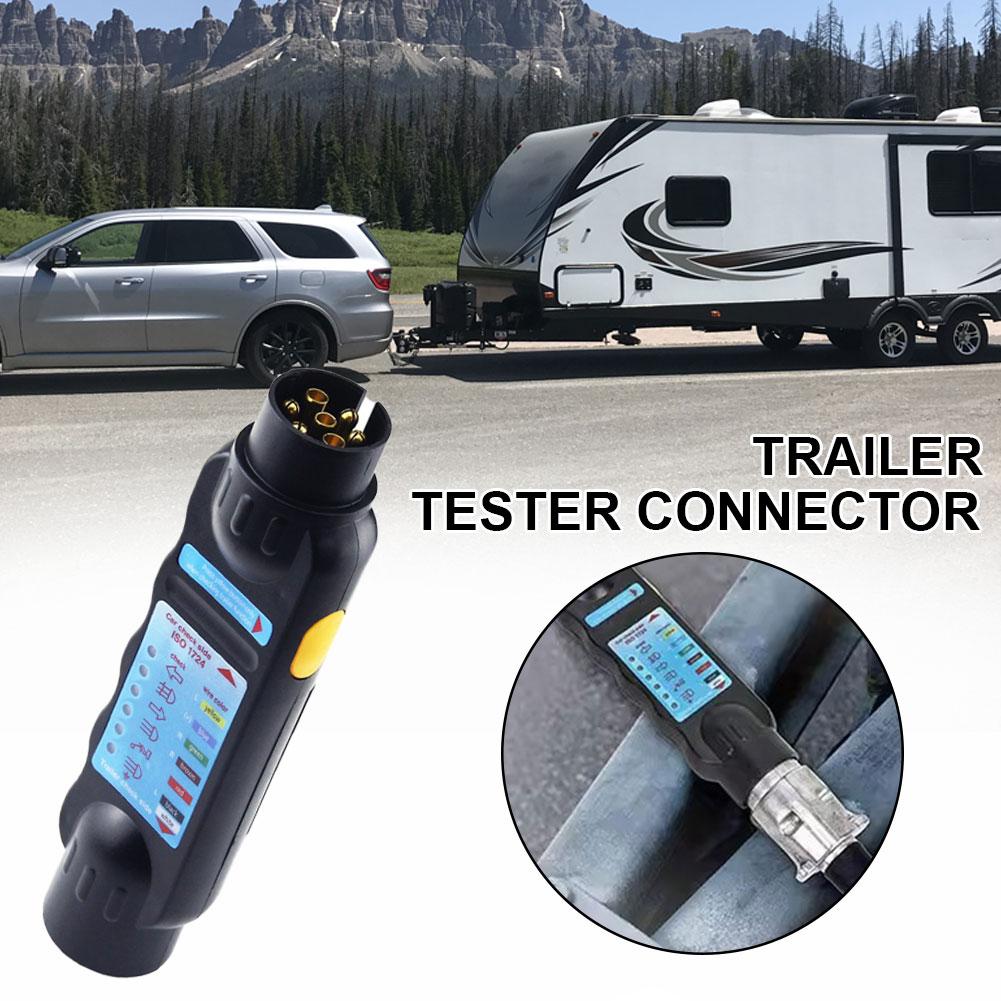 12V 7 Pin Car Towing Light Tester Trailer Plug Socket Accessories Tools Light Wiring Tow Test Bar Diagnostic Towing E7L4