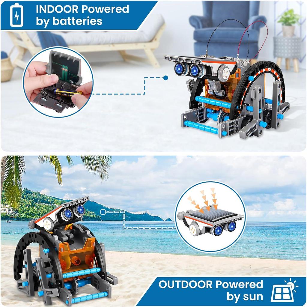 13-in-1 DIY Solarbetriebenes Roboter-Spielzeugauto-Bausatz
