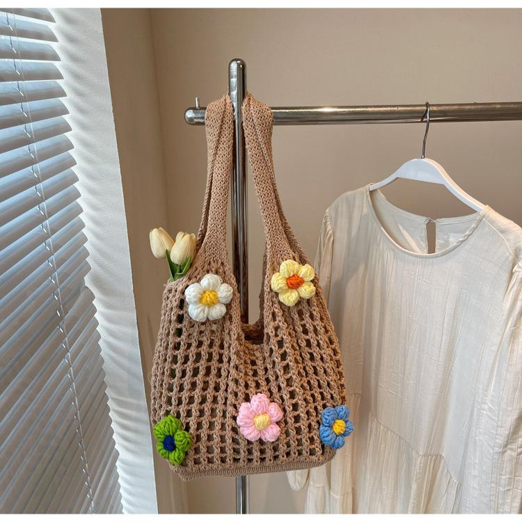 Summer Foreign Style Knitted Tote Bag Women'S Trendy Large-Capacity Versatile Woven Bag Casual Shoulder Bag