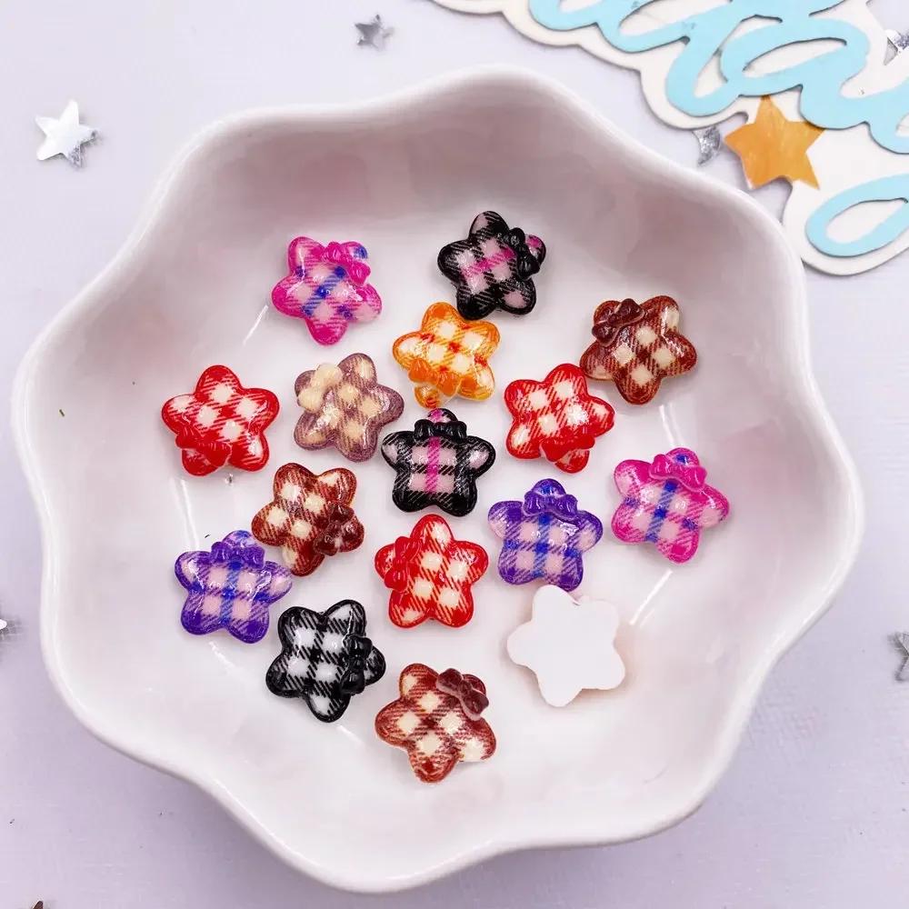 50Pcs Mix 11mm Cute Grid Bowknot Flower Nail Art Flat back Rhinestone Scrapbook DIY Valentine's Day Appliques Crafts Accessories