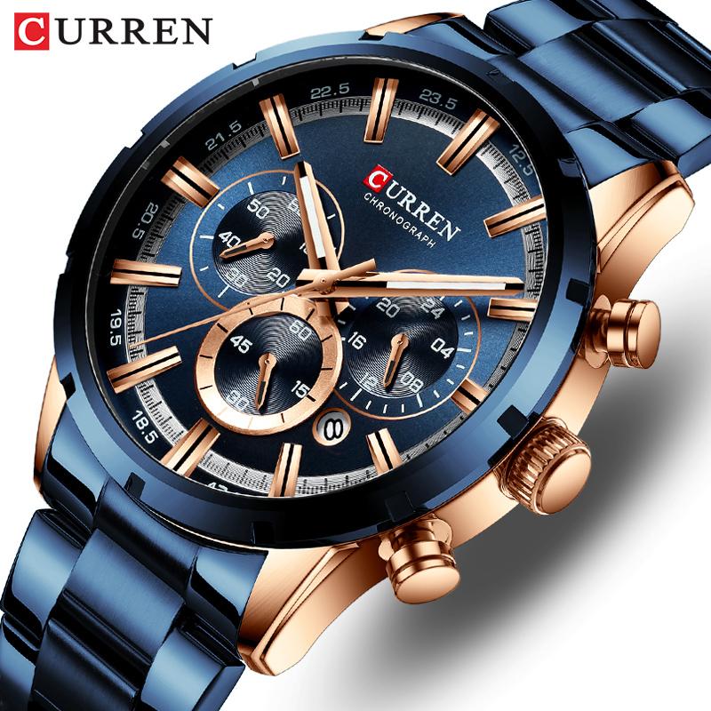 CURREN8355 Men Watch Luxury Sports Quartz Mens Watches Full Steel Waterproof Chronograph Wristwatch Men Relogio Masculino