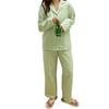 Long Sleeve Loungewear Top and Open Elastic Plus Polka Dot Check Winter [7-livehouse] Women's Pajamas, 2-Piece Set, Pants, Front, Waist, Sizes,