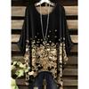 Damskie T-shirty Letnie Gradientowe Sequin Graficzne Topy Dekolt O-neck Damska Odzież Vintage Kwiatowy Nadruk Koszulki Luźne Oversize