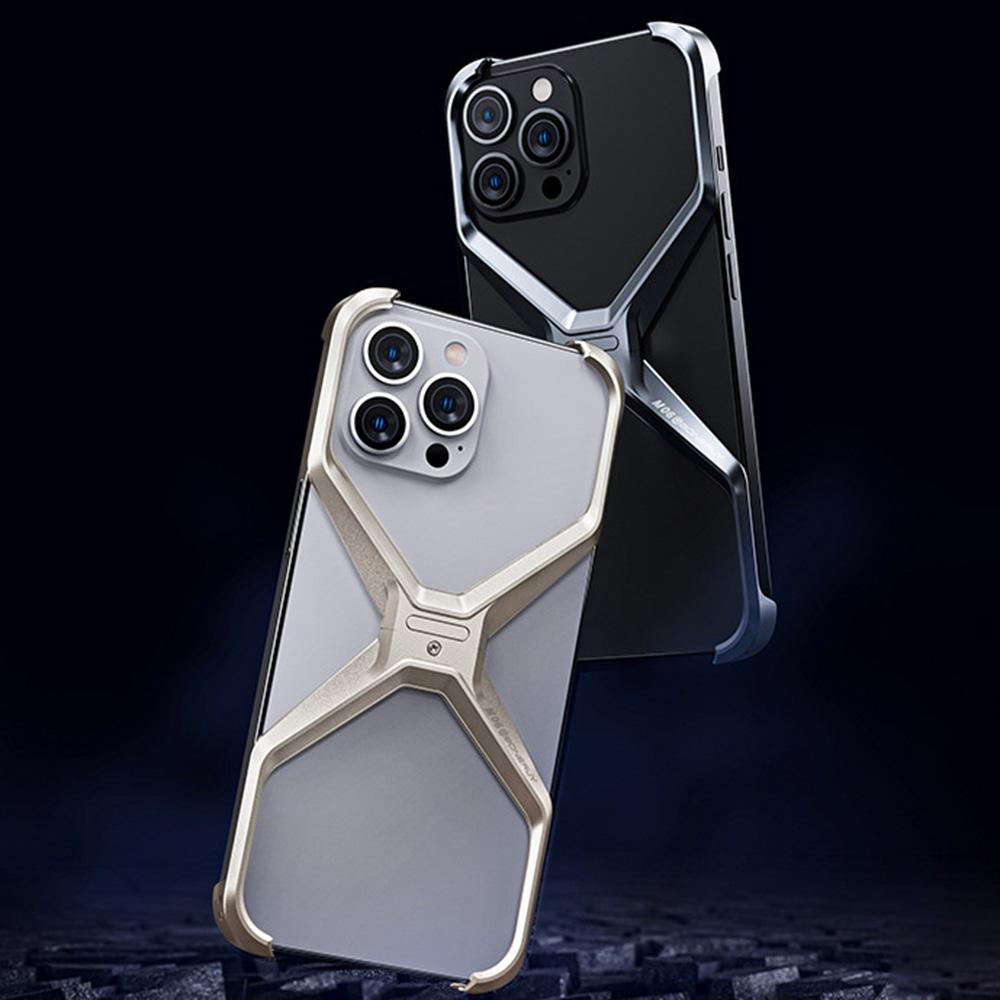 Für iPhone 16 Pro Bumper Case Ohne Rahmen Aluminiumlegierung X-Form Handyhülle