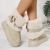 Fashion Retro Fluffy Furry Platform Snow Boots Women Winter Warm Fleece Lined Slip On Ankle Boots Woman Thick Bottom Cotton Padded Shoes