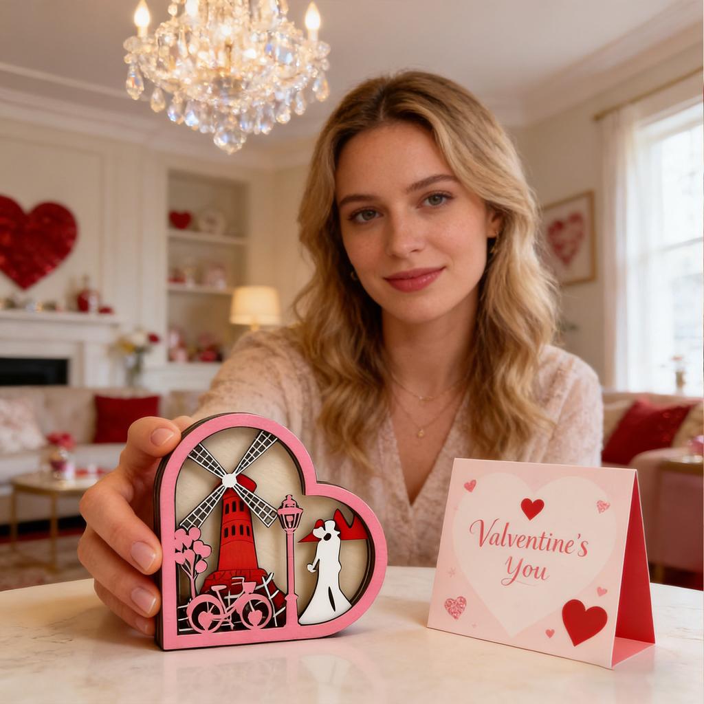 Valentine's Day Wooden Plaques, Festive Background Wall Decorations