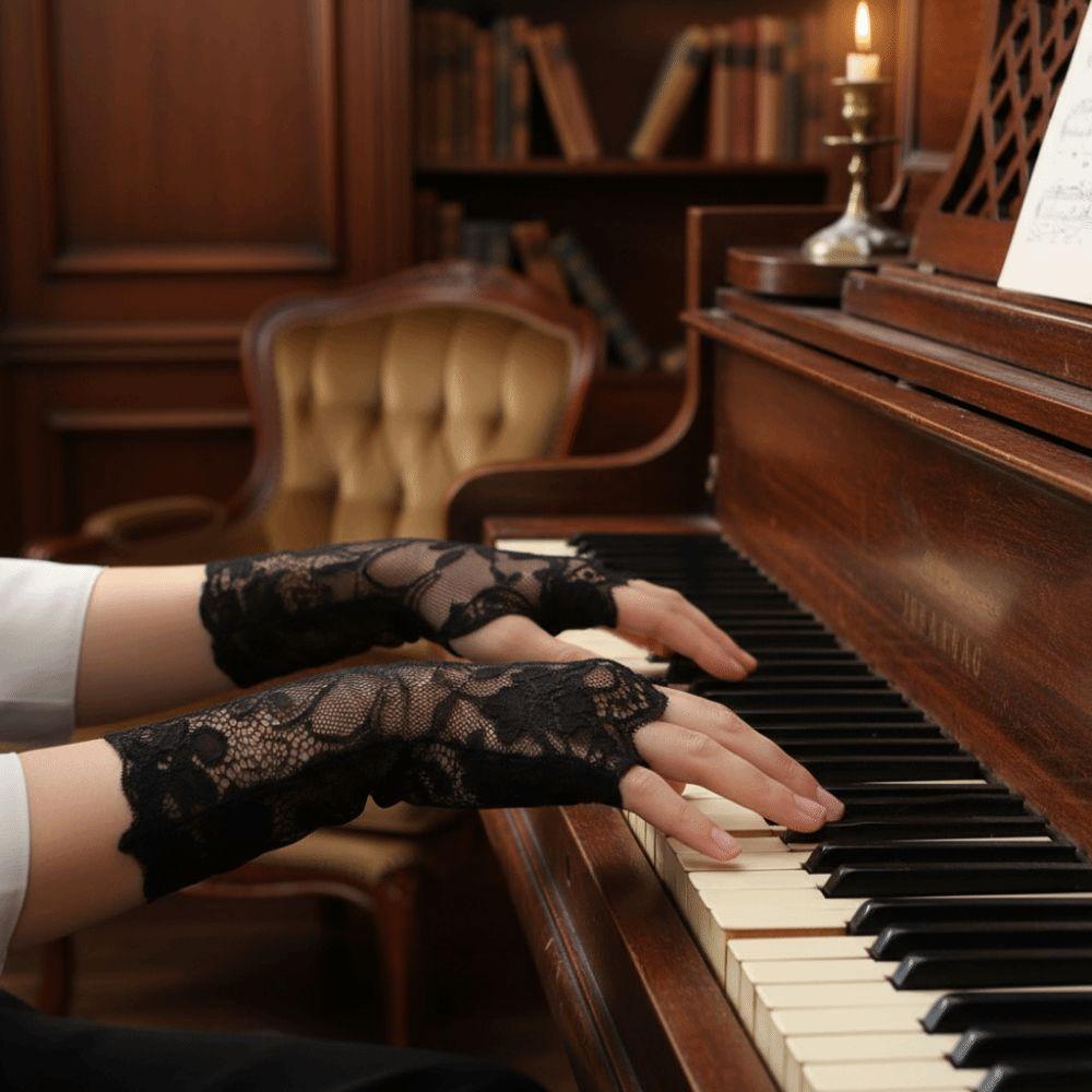 Breathable Lace Half Finger Gloves Thin Sun Protection Riding Gloves  Driving