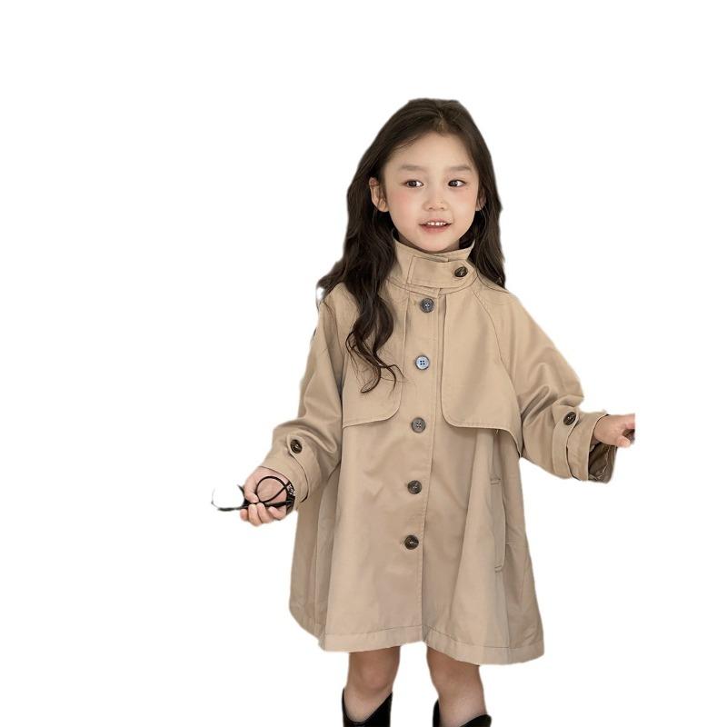 Mädchen Trenchcoat 2025 Frühling Neu Kinder Mode Britischer Stil Mittellanger Mantel Baby Vielseitig Schick Oberbekleidung