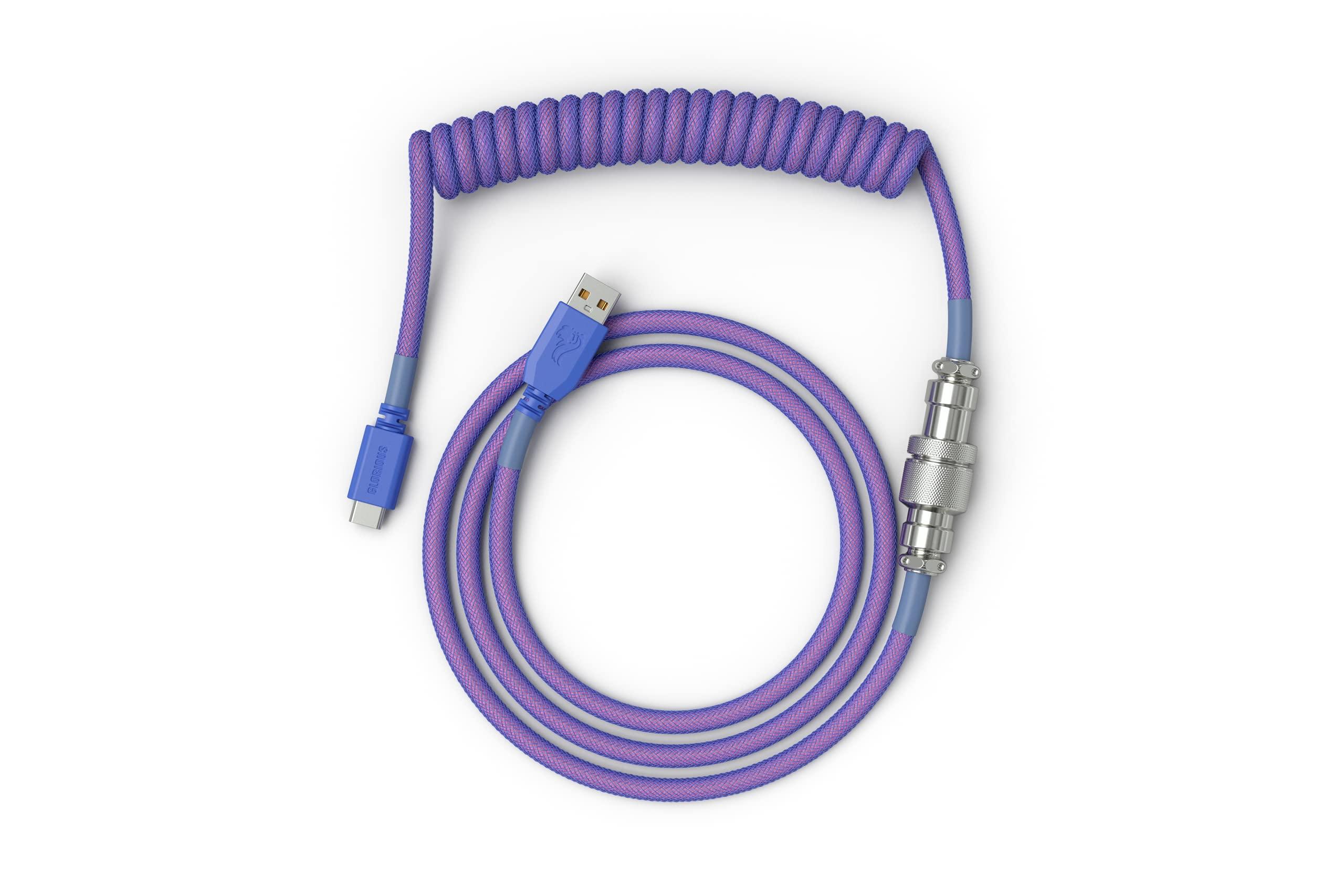

Glorious Coiled Cable Keyboard Purple USB со съемным 5-контактным разъемом Aviator Gaming Coiled Cable Keyboard Coiled Cable for Gaming Keyboard Type-C Type-A
