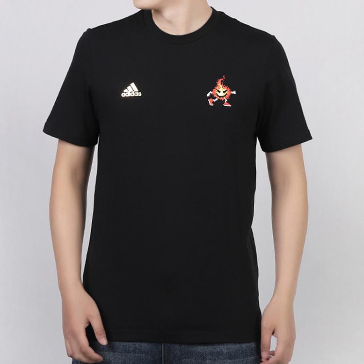 Adidas 8-Bit Embroidered Round Neck Printed Short Sleeve T-Shirt Men Tops Black FN1755