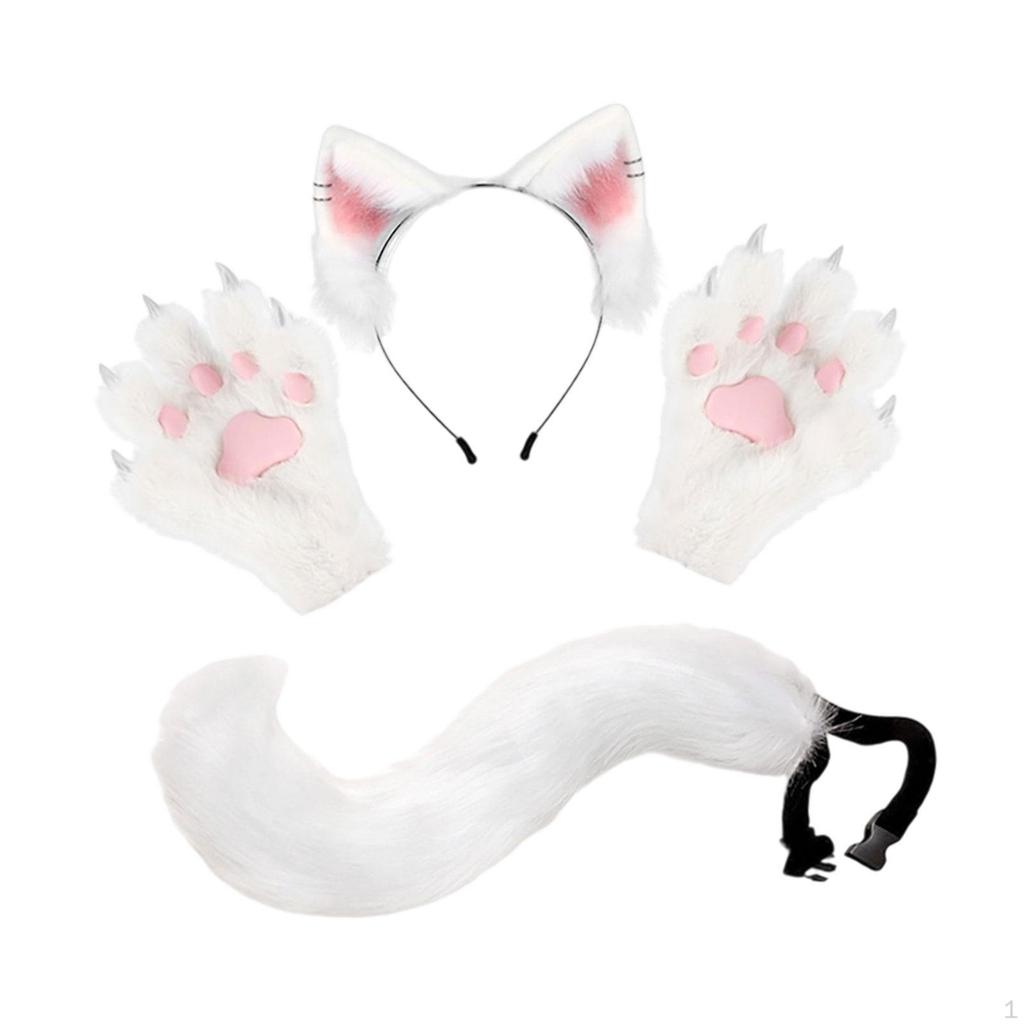 Headband Tail Gloves Set Animal Long for Birthday