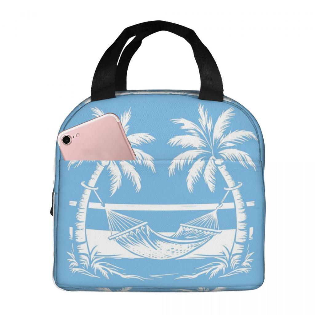 Beach Hammock Pattern Insulated Lunch Bag for Women Kids Portable Food Boxes Thermal Lunch Box Tote