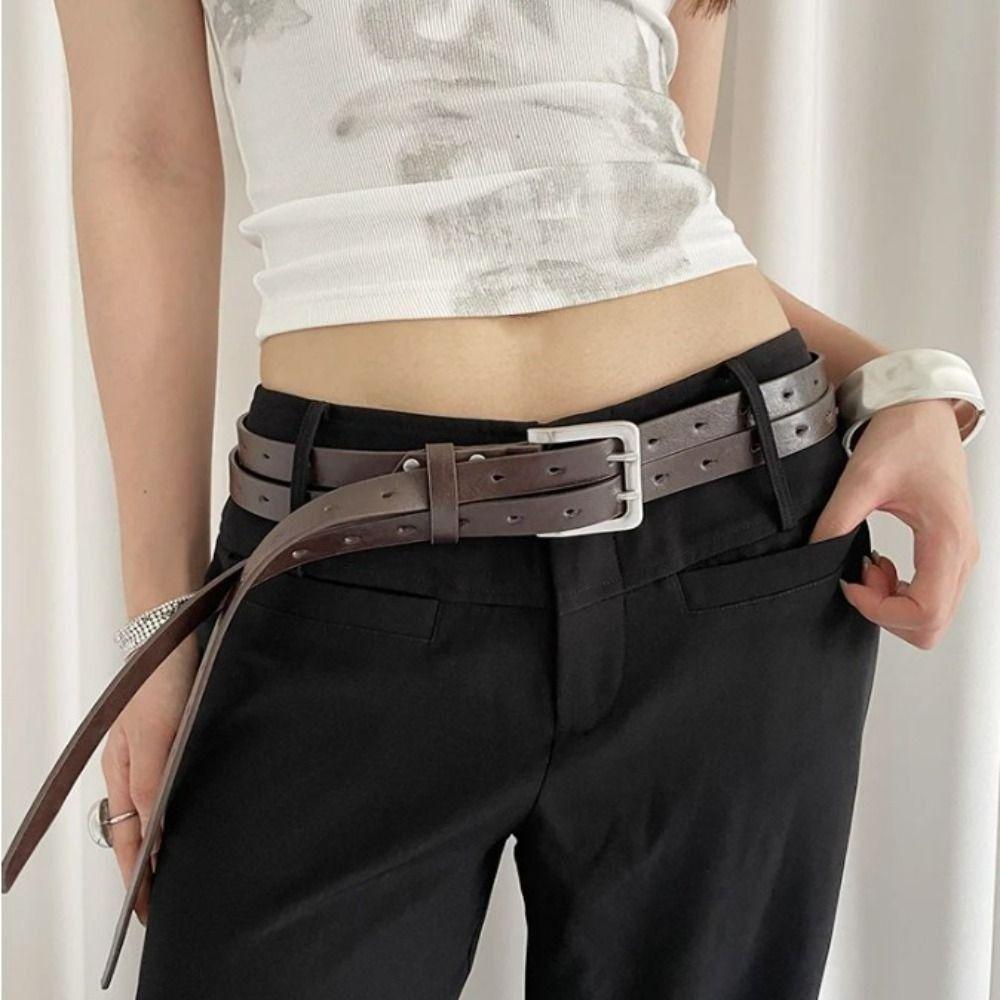 Leather Women's Belt Vintage Dress Jeans Belt American Waist Belt  Waist Accessories