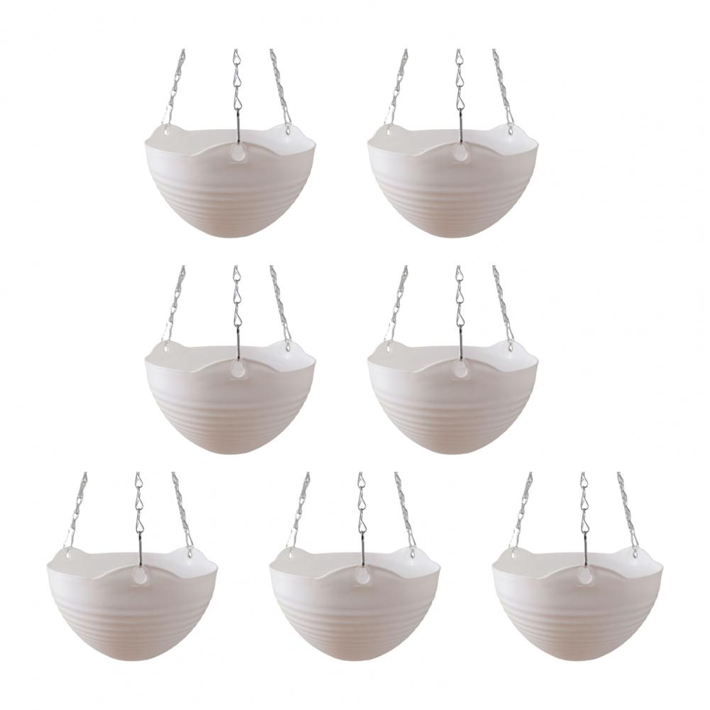 Пластиковые подвесные кашпо Подвесные цветочные горшки 7 шт. Подвесные кашпо с дренажными отверстиями Металлическая цепочка Цветочные горшки для комнатных растений белый