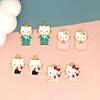 10PCS Alloy Cartoon Cat DIY Accessories Drip Oil Bag Clothing Keychain Jewelry Head Hand Rope Pendant Handmade Accessories