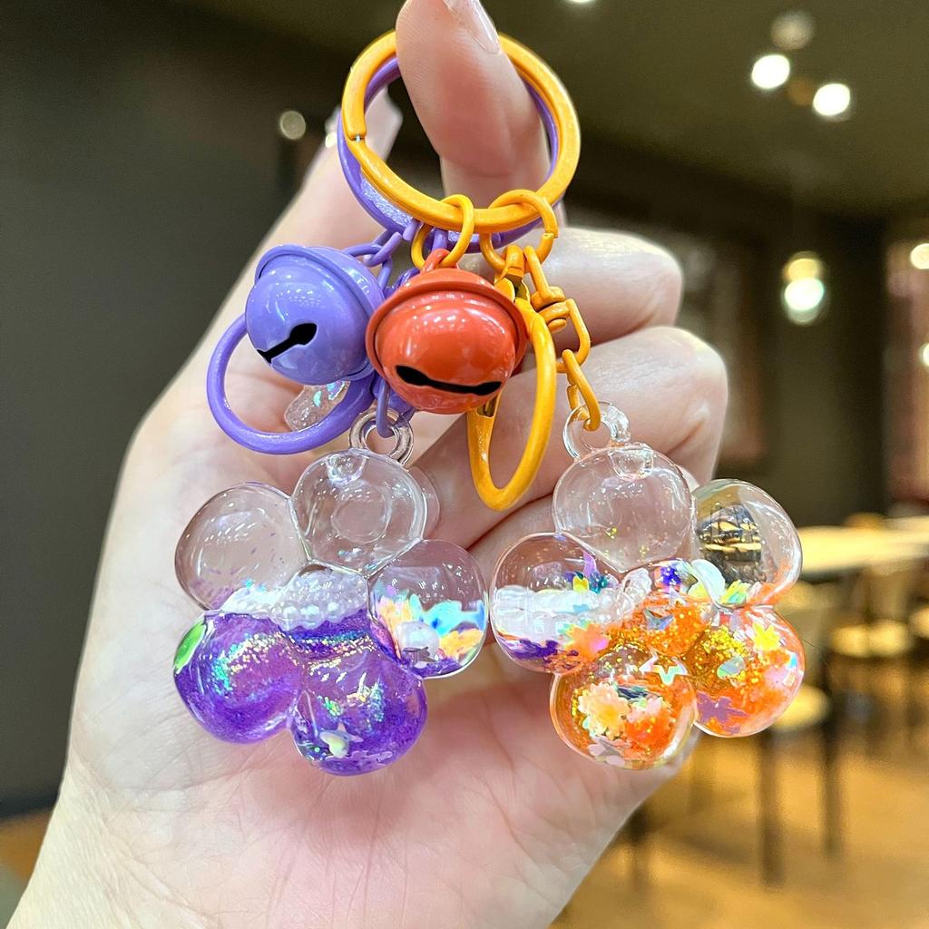Cute Cartoon Cherry Blossom Quicksand Keychain Mini Oil Drop Pendant Creative Gift For Students And Children