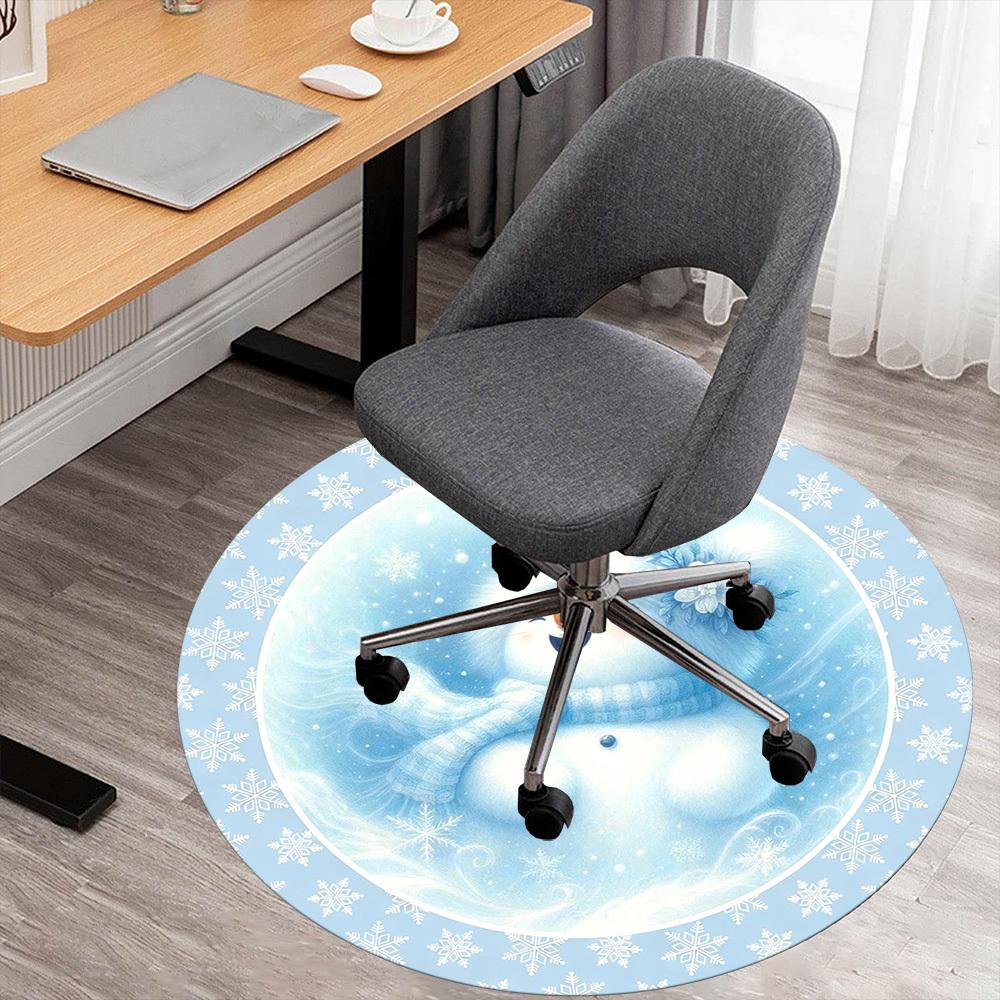 1 Stück Schneemann Winter Runder Stuhlmatte Büro Teppich - Rutschfest, Bodenschutzmatte für Büro, Schlafzimmer, Ideales Dekorationsgeschenk c0112087