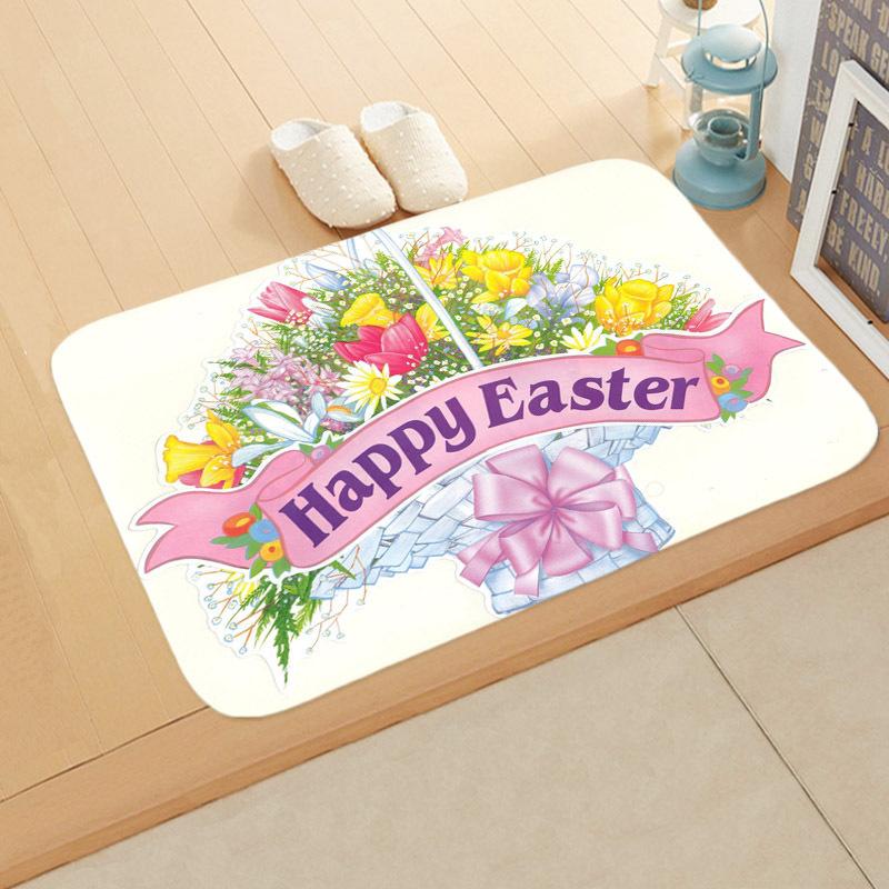 Easter Egg Rabbit Floor Mat Welcome Rugs Bedroom Living Room Entrance Carpet Kitchen Front Door Mat Machine Washable Soft Mats