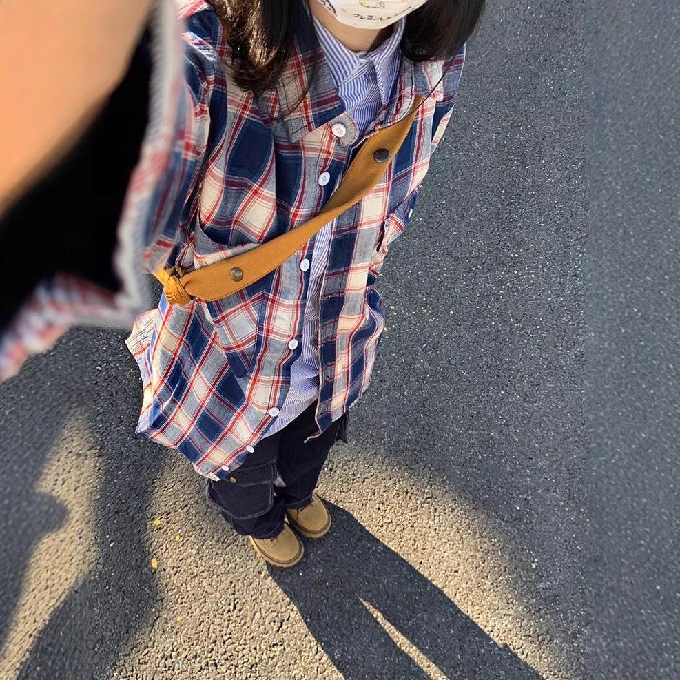 

Мужская японская рубашка в клетку в стиле ретро с длинным рукавом - Универсальная, повседневная, солнцезащитная куртка XL