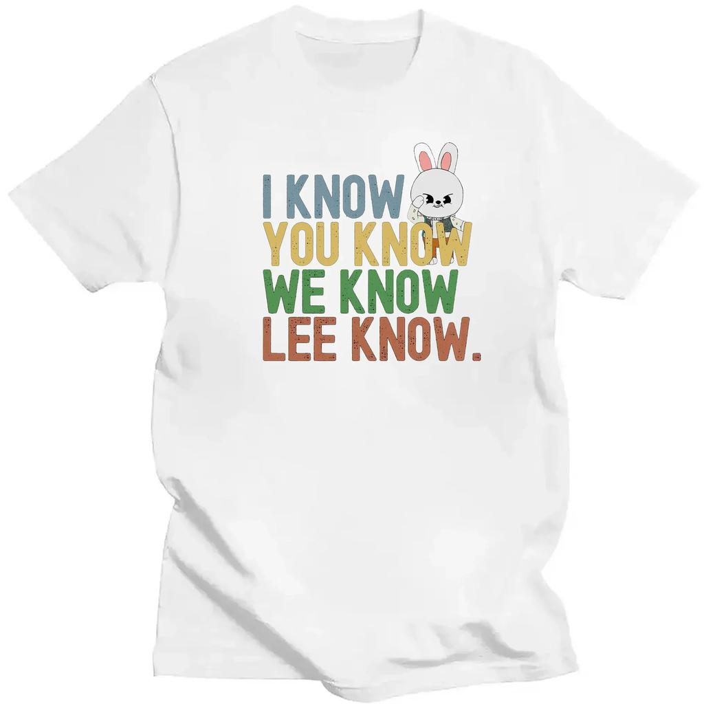 I Know You Know Lee Know Stray Kids Damen-Shirt mit Rundhalsausschnitt, kurzärmelig, lustiges Skzoo Leebit Stray Kids Merch Kpop-Shirt