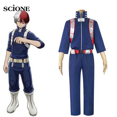 Hommes chauds Anime My Hero Academia Boku no Hero Academia Todoroki Shoto Cosplay Costume haut pantalon ceinture Halloween Cos perruque