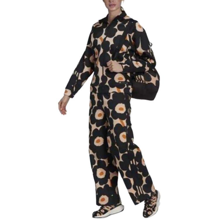 (WMNS) adidas MARIMEKKO Floral Print Straight-Leg Casual Pants Asia Sizing 'Black Beige' Women's H57322