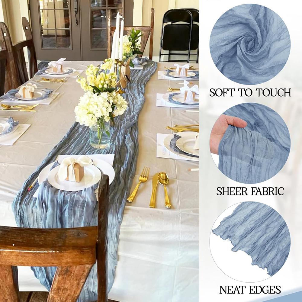 Lilac Purple Cheesecloth Table Runner Boho Rustic Gauze Lavender Table Runner Wedding Party Baby Shower Birthday Home Decoration