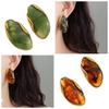 Stainless Steel Resin Amber Earrings Lightweight Hypoallergenic Chunky Hoop Earrings Translucent Drop Hoops Translucent
