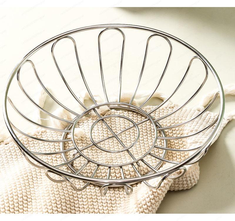 Sturdy 304 stainless steel bread basket fruit basket living room household coffee table fruit plate vegetable basket ornament