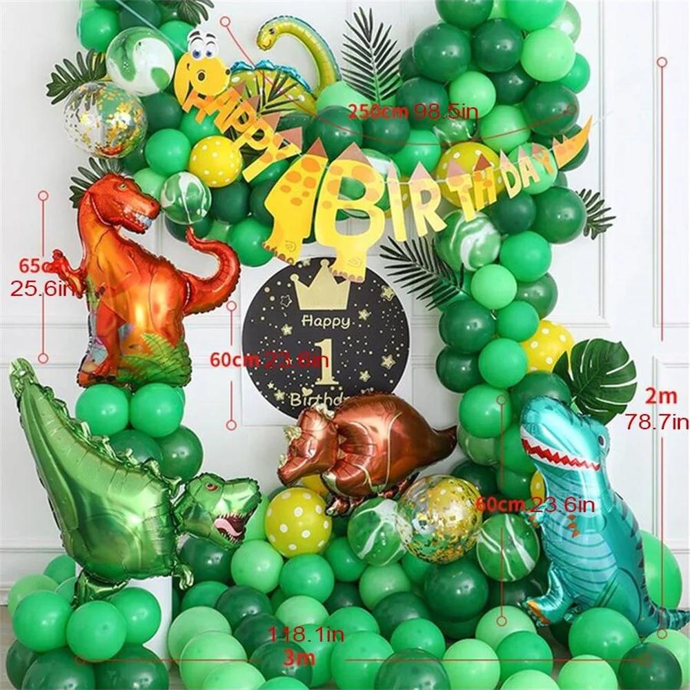 35Pcs Pink/Green Large Balloons Pearl Latex Balloons Gold Confetti Dinosaur Balloons for Birthday Weddings Party Decorations