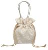 [Hasegawa] Lace Drawstring Bag with Handle, Suitable for Japanese Clothing, Kimono, and Yukata, Made In Japan (beige)