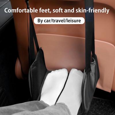 Rede para pés de avião Comprimento ajustável Base de plataforma larga Descanso para pés Portátil Escritório Sob a mesa Pés Rede relaxante Itens essenciais para viagens