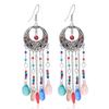 Super Fairy Tassel Long Retro Earrings Women'S Summer Ethnic Vacation Style Stud Earrings Water Droplets Colored Rice Beads Beaded Earrings