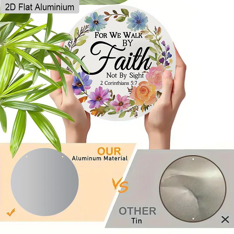 2D Flat Faith Aluminium Sign - Navidad Figurine Ornaments with Wreath Pattern - Ideal for Front Door, Wall, Porch, Fence Decor - Ideal Gift for
