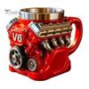 Vintage Steam Engine Collectible Retro Coffee Mug Resin Mechanical Cup Everyday Practical Steampunk 3D Beverage for Car Enthusiasts