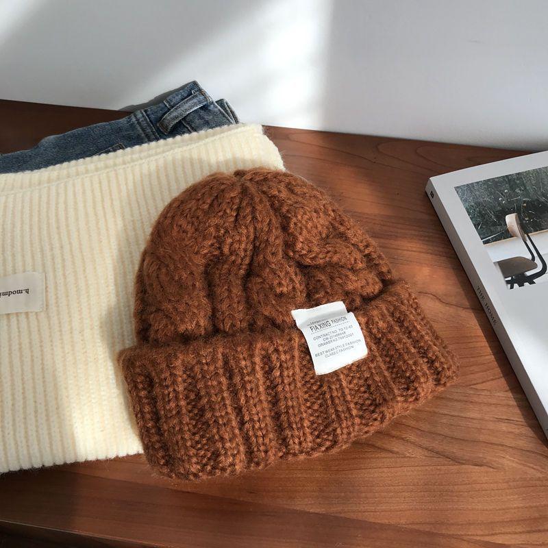 Women's Thick Knitted Wool Hat In Autumn and Winter Versatile Big Head Circumference Green Ins Trendy Face Small Ins Style