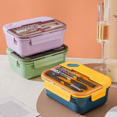 1 Set Lunch Box Dust-proof Portable Easy To Clean Buckle Design Lunch Container