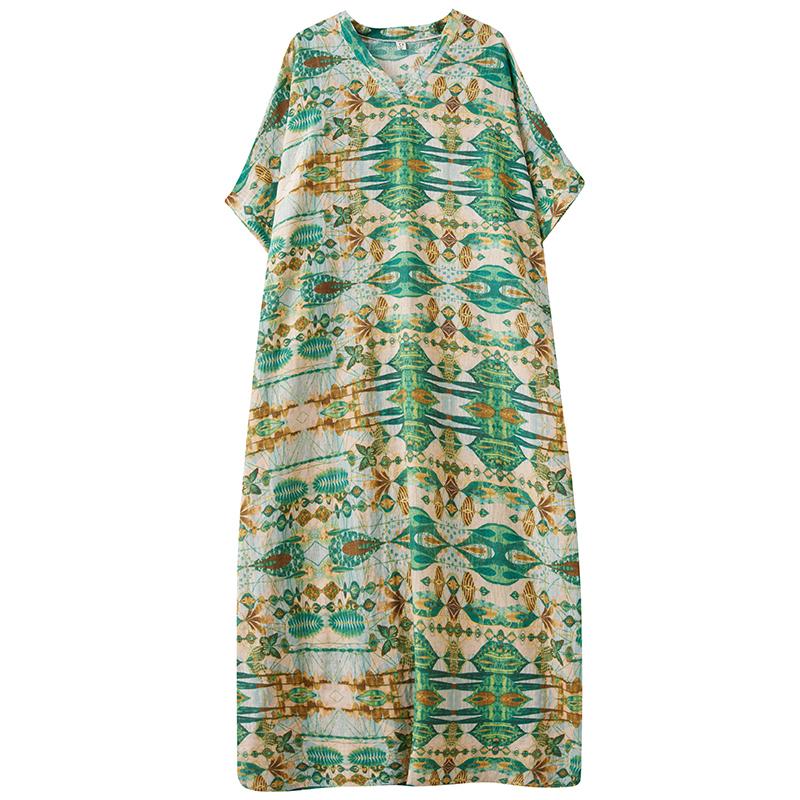 DIMANAF 2025 New Women Plus Size Summer Casual Linen Dress Vintage Long Dress Loose Basic Holiday Maxi