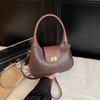 Borsa a mano/a spalla da donna, capiente, nuovo design alla moda, trama intrecciata, colore unito casual, a forma di mezzaluna