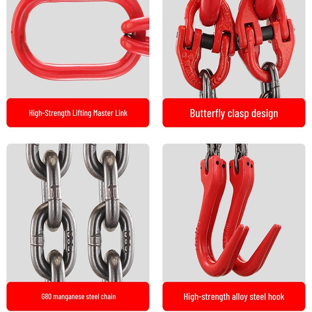 G80 Manganese Steel Double Hook Sling Chain for Lifting and Hoisting