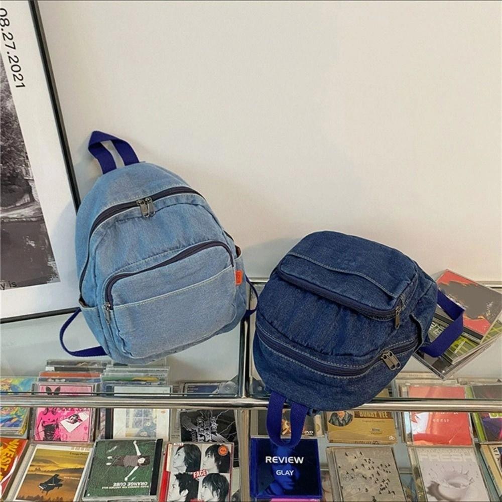 Japanese Style Vintage Handbag Y2K Solid Crossbody Bag Casual Denim Backpack  Women&Men